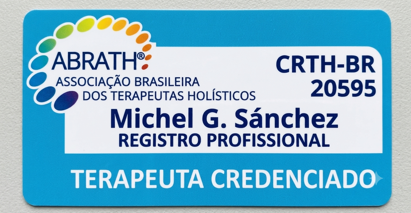 Credencial ABRATH de Michel G. Sánchez, terapeuta holístico, registro CRTH-BR 20595